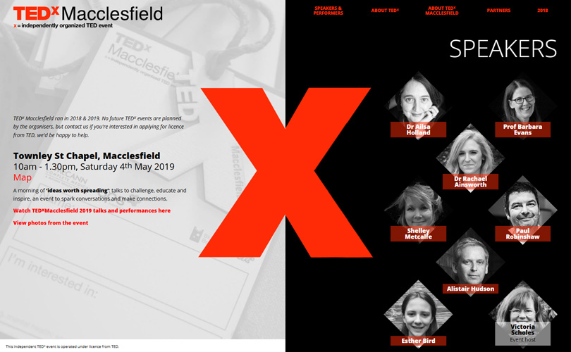 Screenshot of TedX Macclesfield website